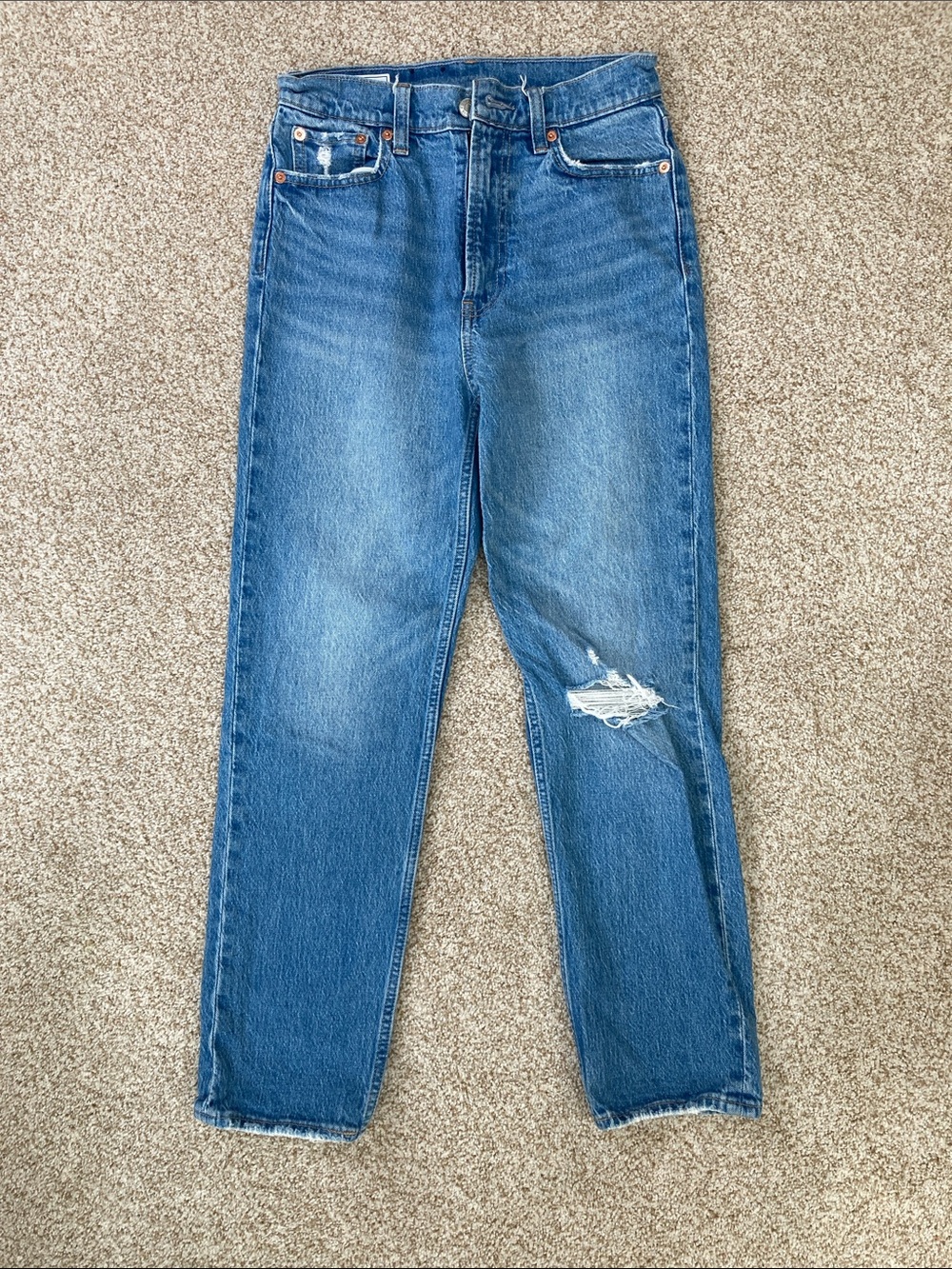 GAP Cheeky Straight Sky High Distressed Jeans